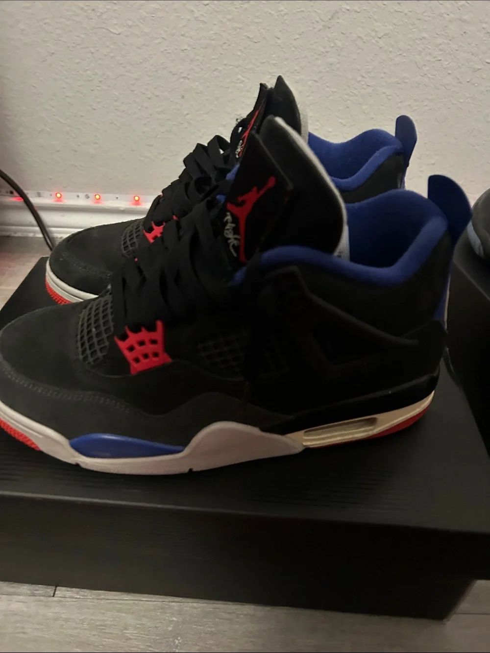 Jordan Black Sneakers with Blue Lining and Red Accents